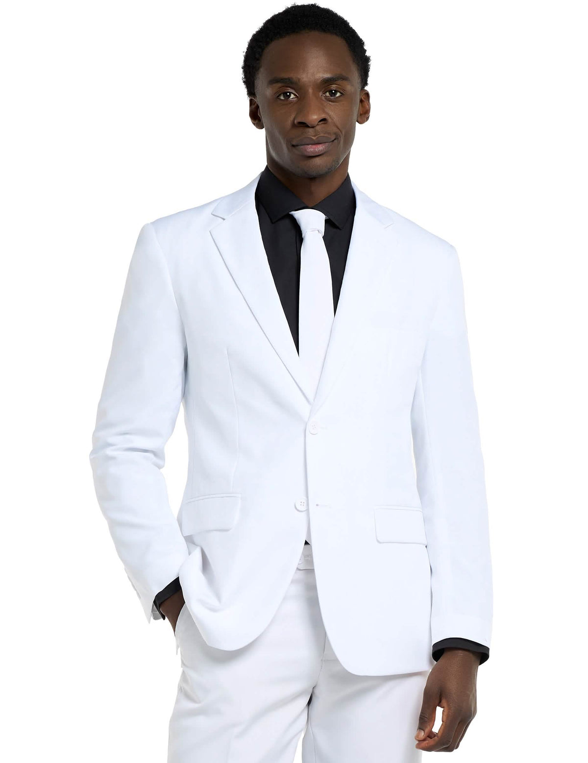 Lähikuva Mr. Blanc Opposuits -puvun takista ja solmiosta