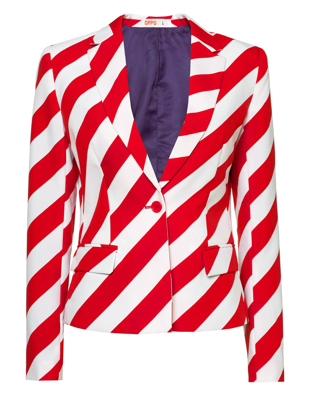 Punavalkoraidallinen Mrs. America Opposuits -puku takki naisille