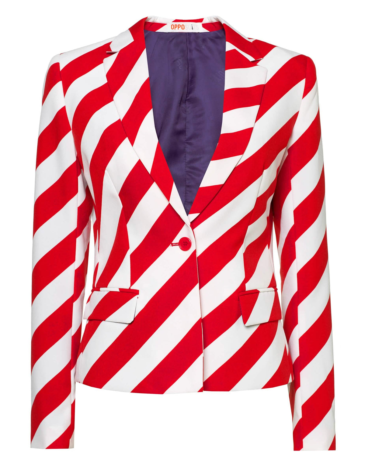 Punavalkoraidallinen Mrs. America Opposuits -puku takki naisille