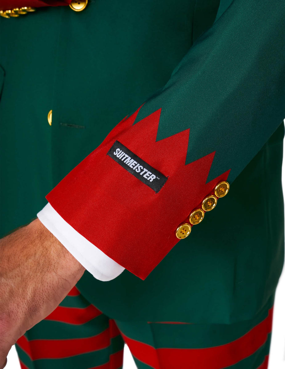 Détail de la manche du costume Elfe du Père Noël Suitmeister