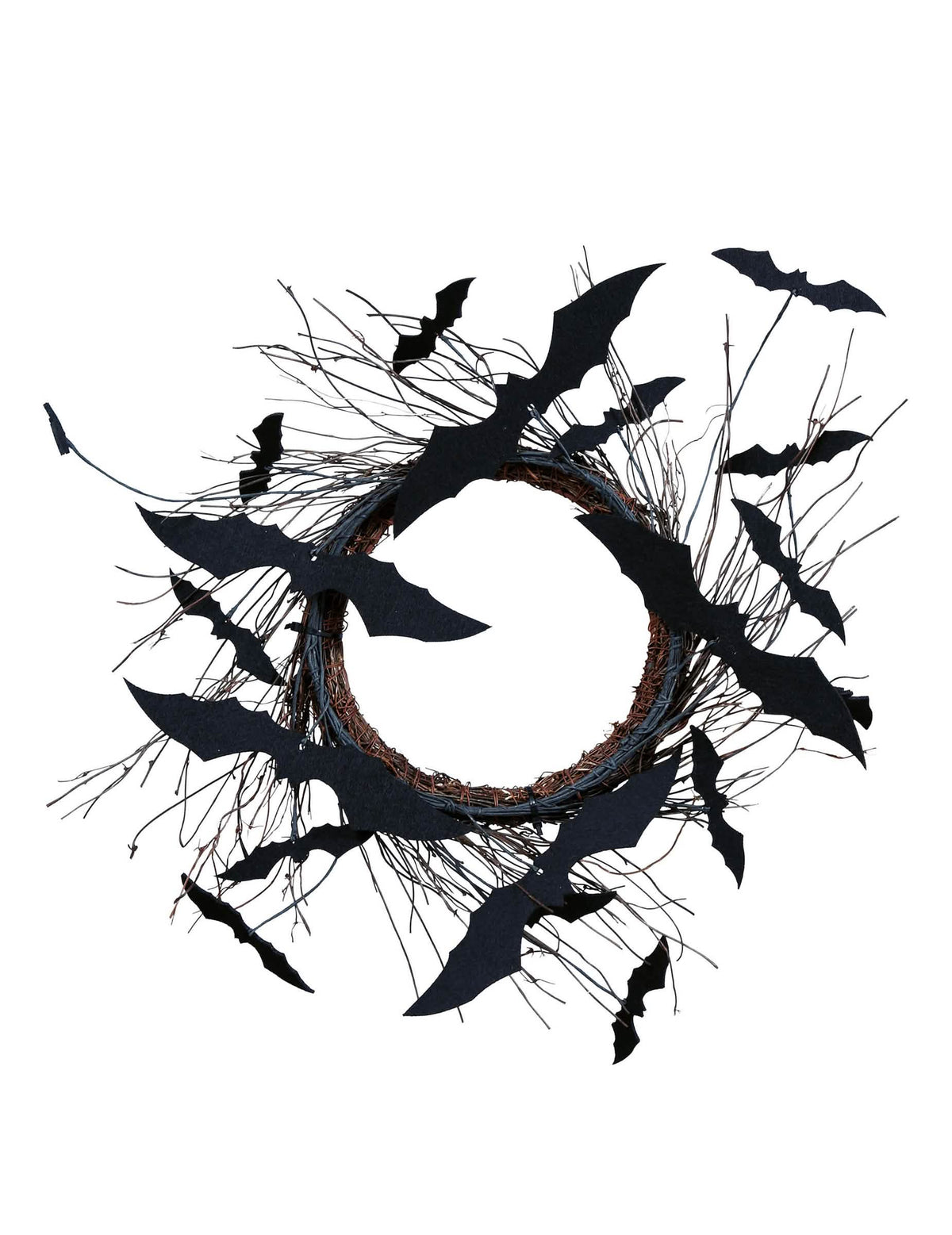 Couronne de porte chauve-souris pour décoration noire