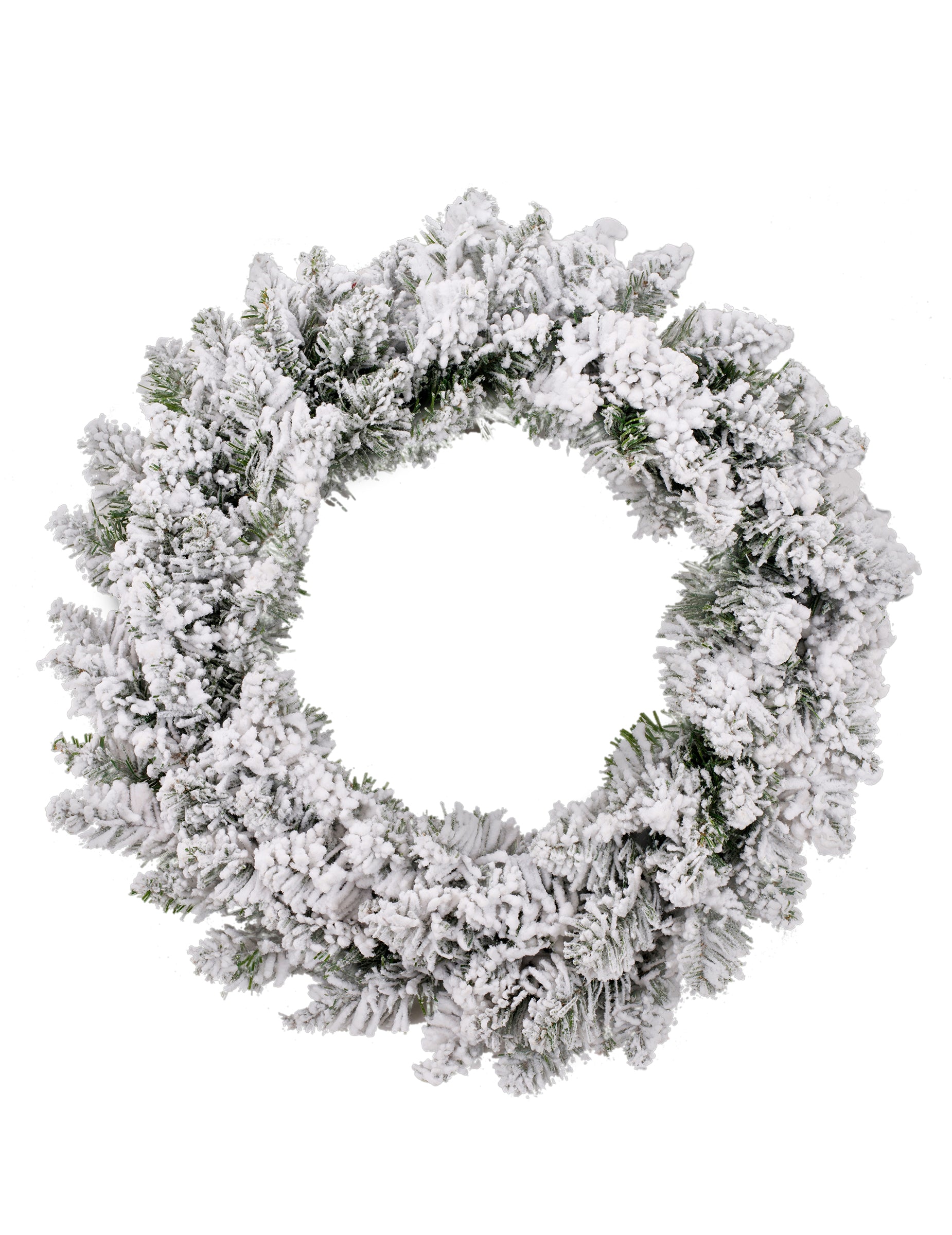 Couronne de sapin enneigée pour Noël blanche et verte