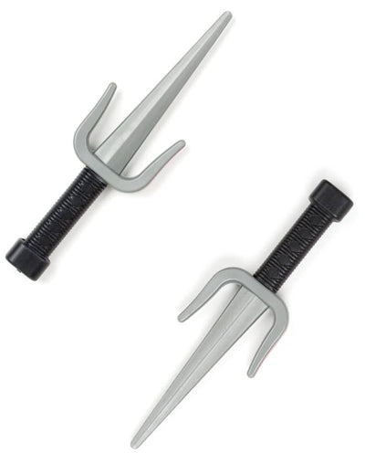 Couteaux de ninja en plastique pour déguisement gris et noir