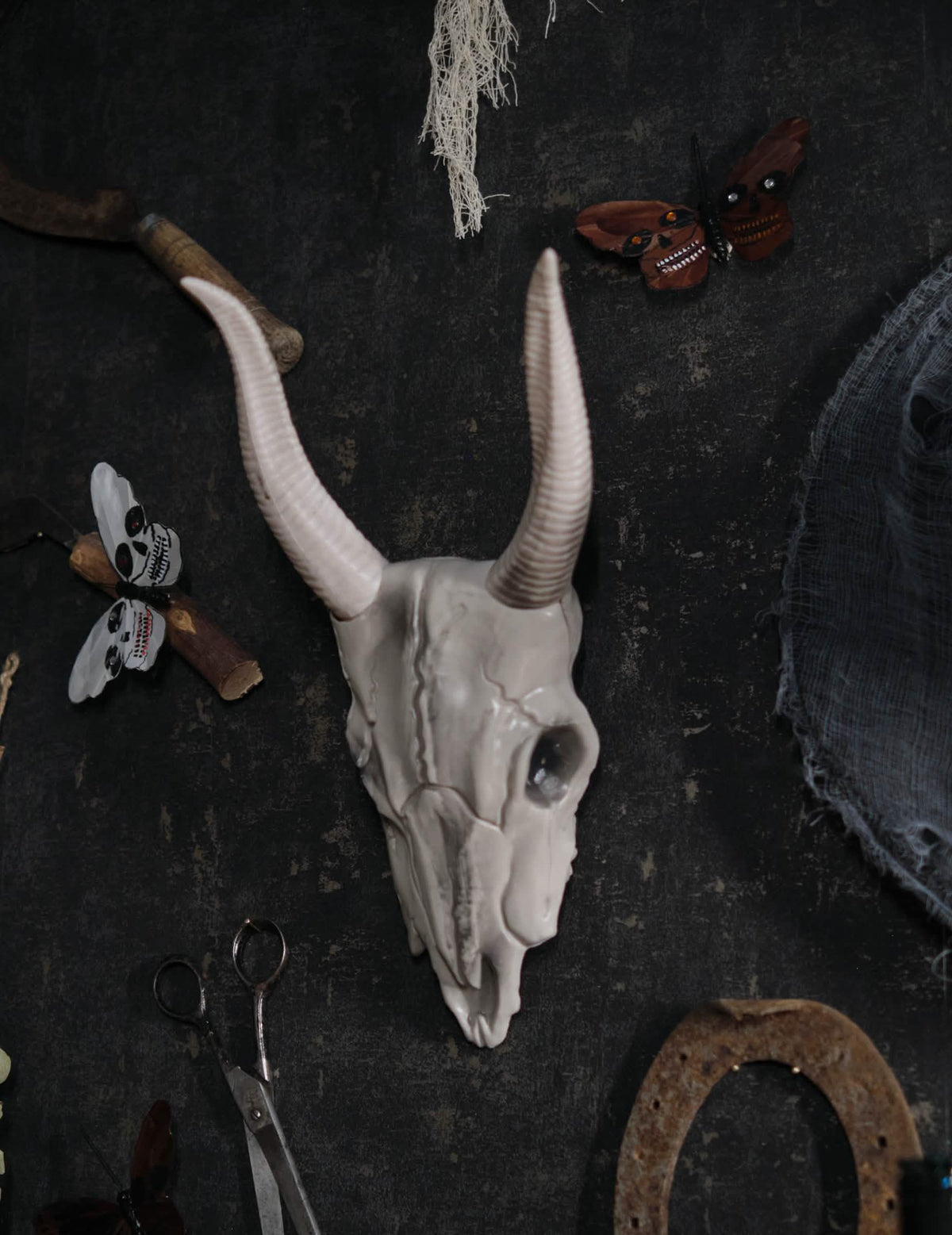 Mise en scène décorative du crâne tête de buffle pour décoration