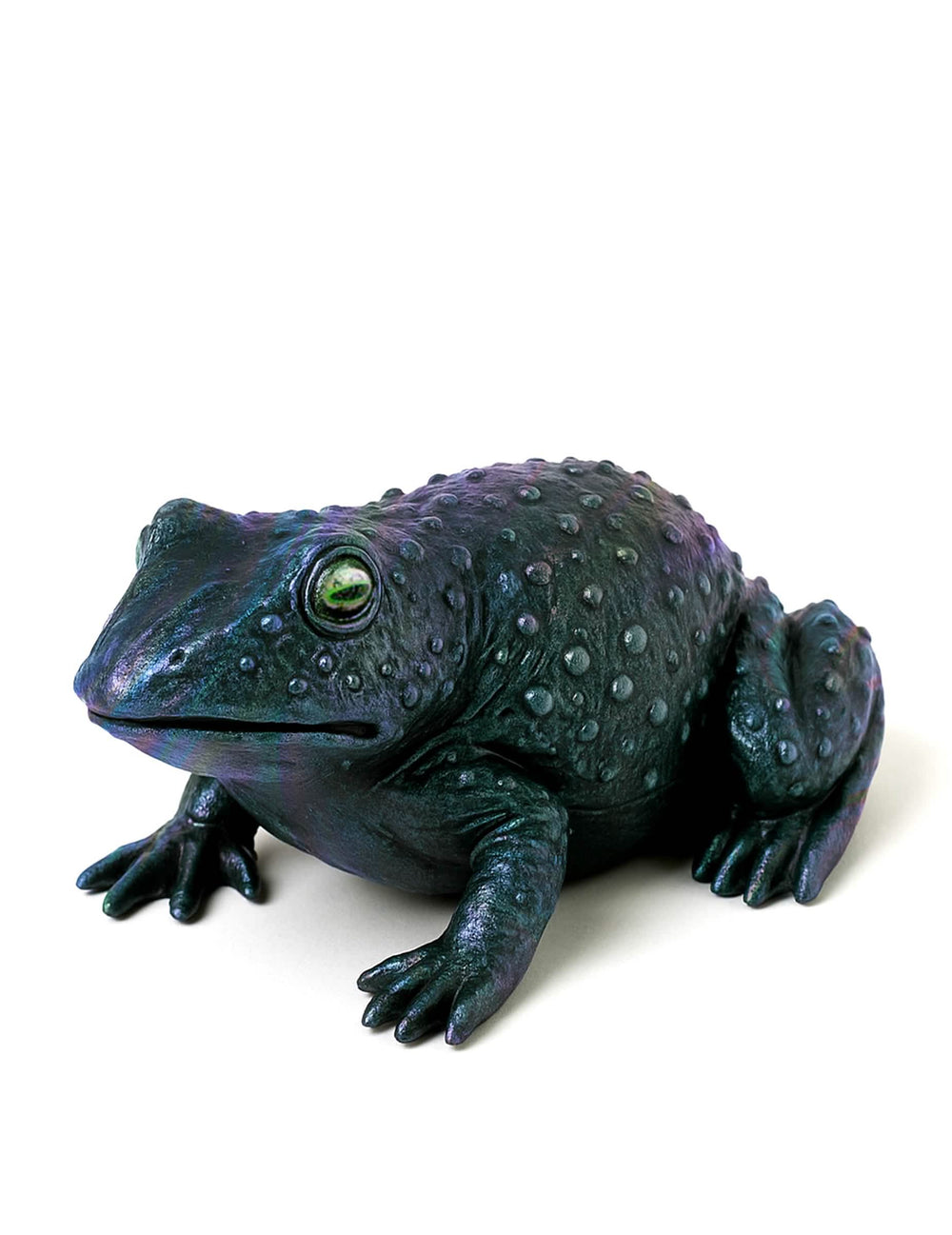 Crapaud en plastique vert irisé