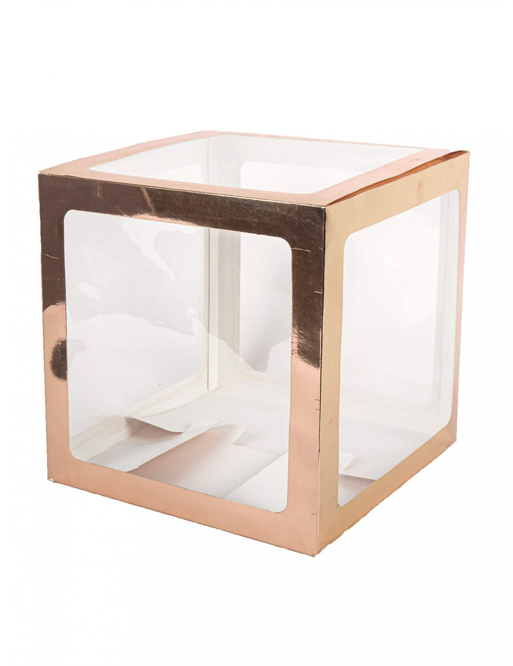 Cube à ballons transparent à personnaliser pour décoration de fête rose gold