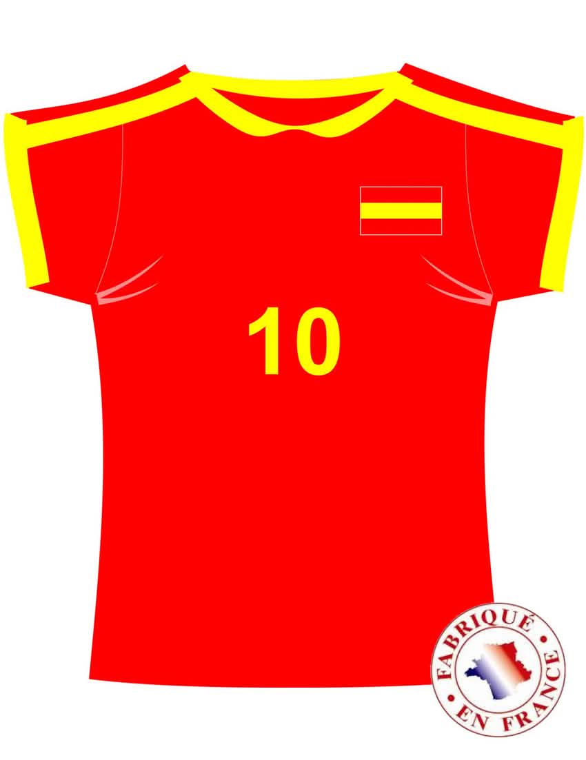 seinäkoriste: Espanjan punainen ja keltainen pelipaita numerolla 10