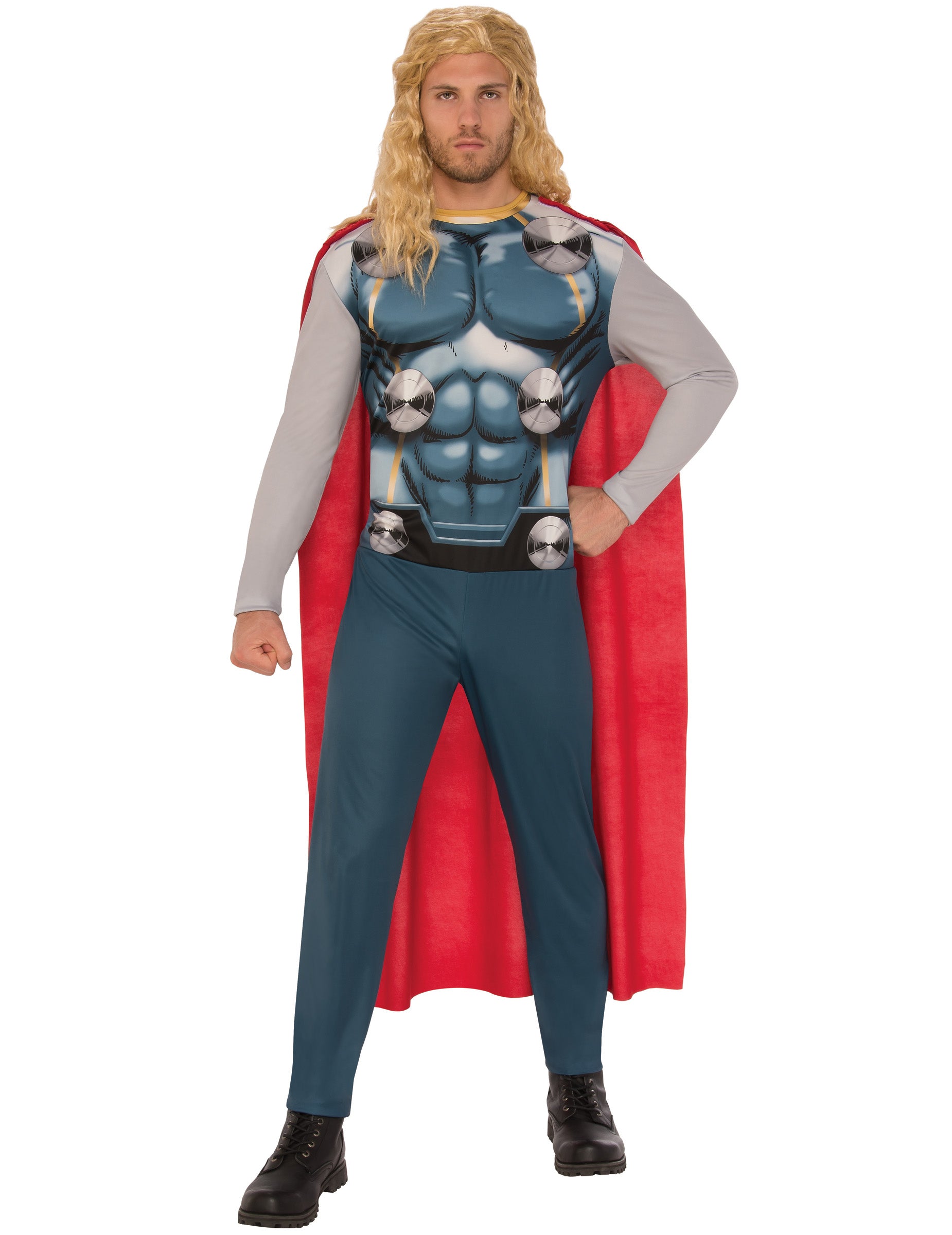 Déguisement classique Thor pour adulte bleu et gris avec cape rouge