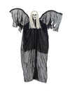 Décoration à suspendre ange noir de la mort pour Halloween noir et lumineux avec cheveux gris