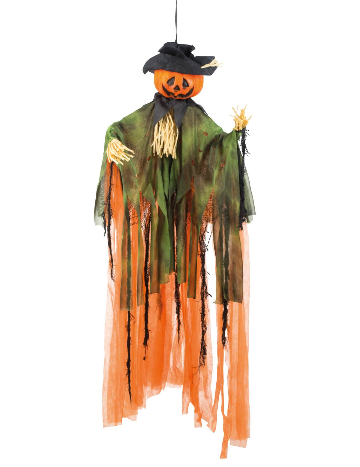 Kattoon ripustettava pelottava kurpitsakoriste halloweeniin, oranssi ja vihreä