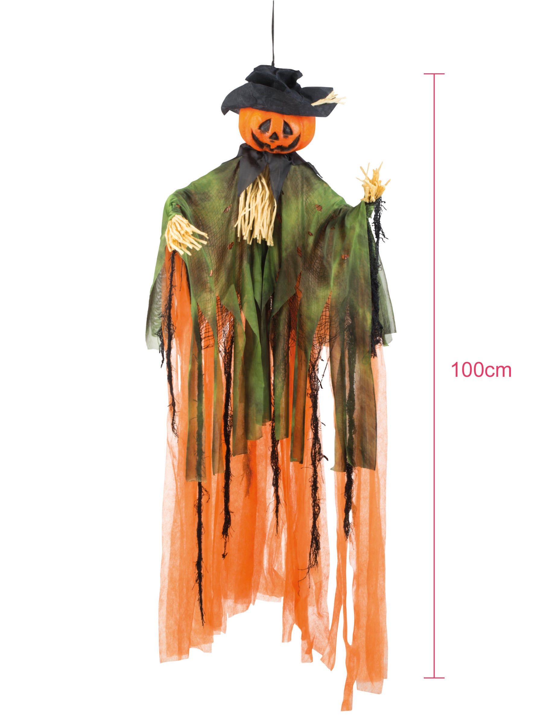 Dimensions de la décoration à suspendre épouvantail citrouille pour Halloween