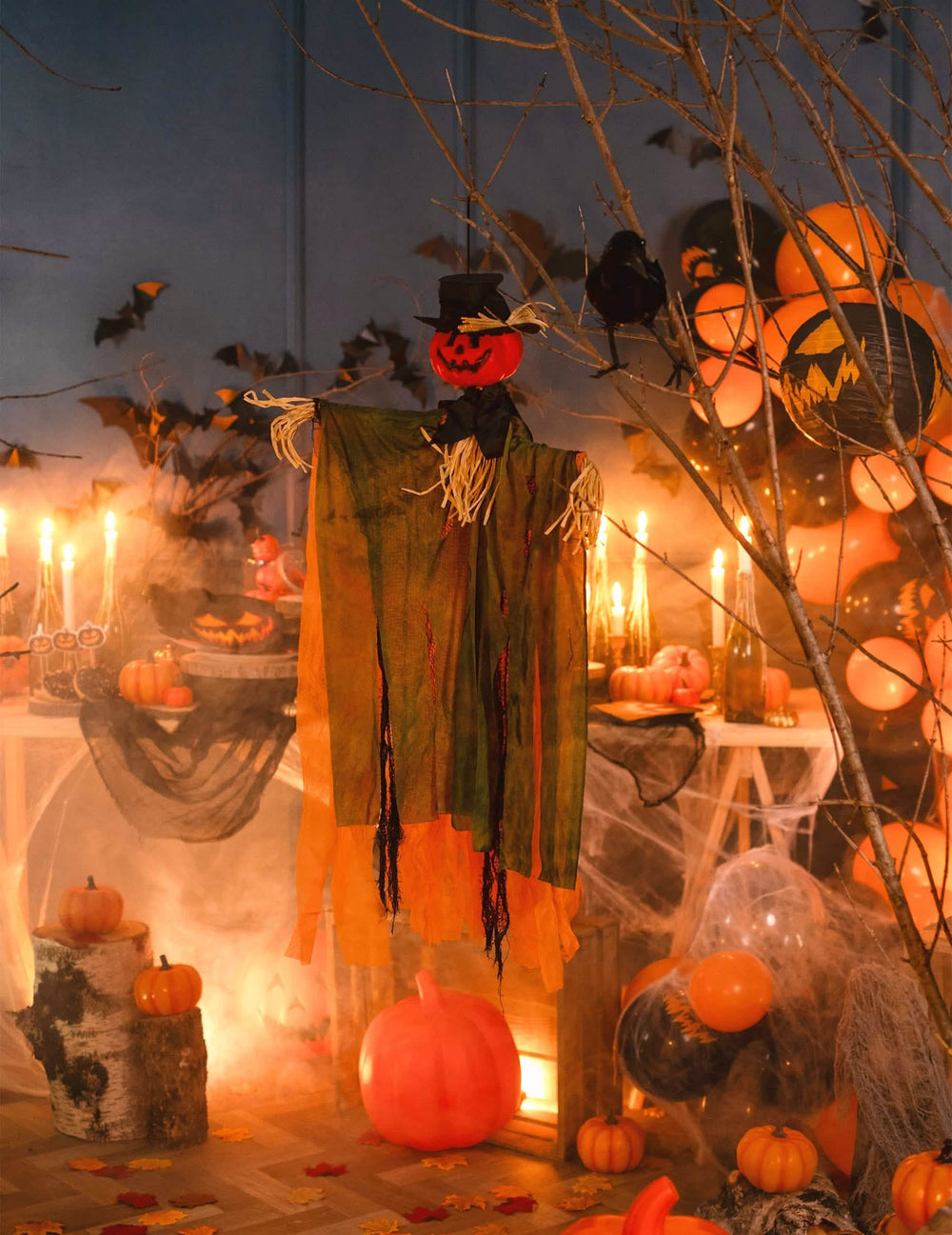 Kurpitsat-kauhupellen ripustettavan koristeen somistus halloweenia varten