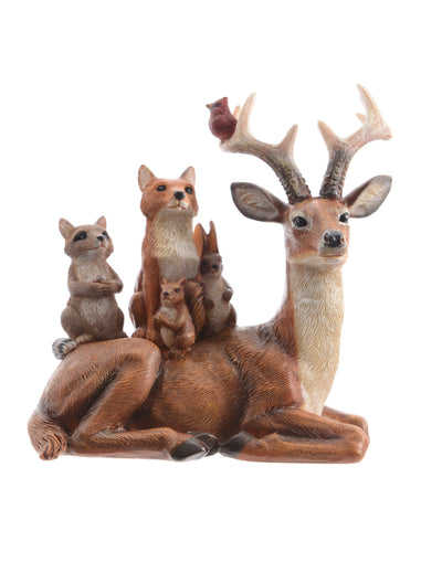 Décoration animaux de la forêt marron avec cerf renard oiseau et écureuils