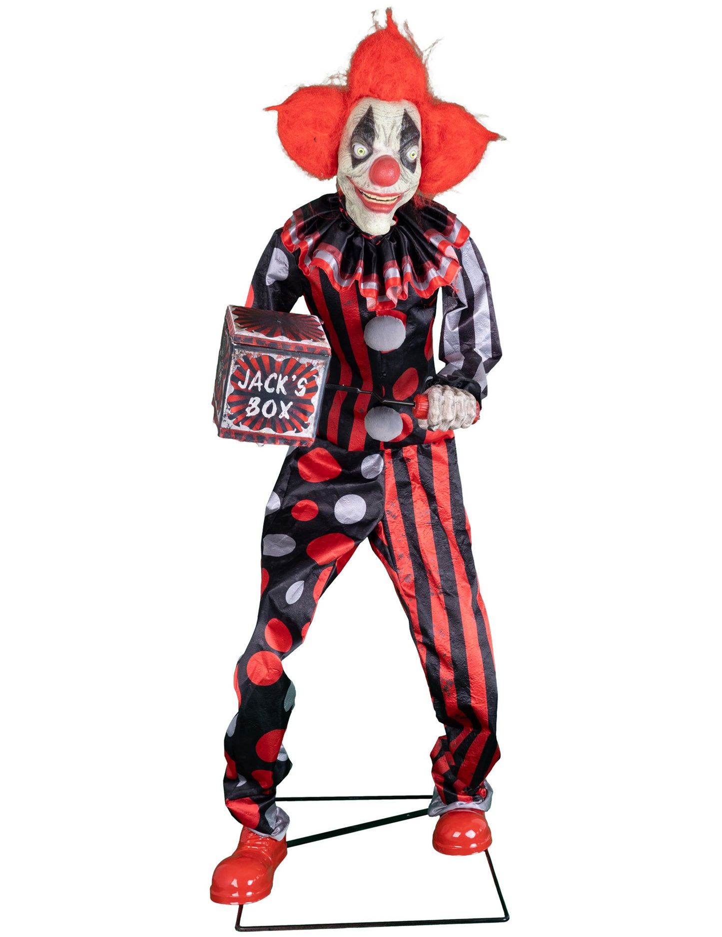 Décoration animée clown maléfique pour Halloween rouge et noir avec mouvements