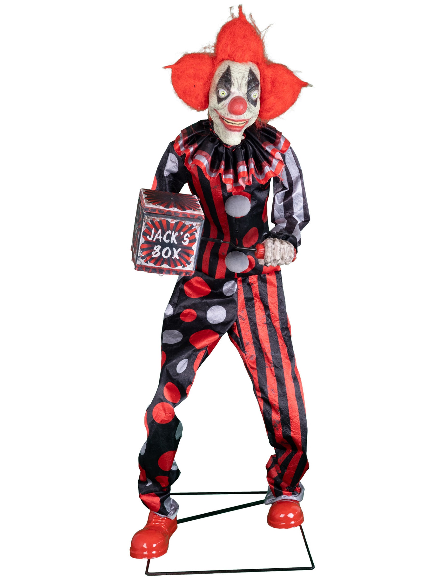 Décoration animée clown maléfique pour Halloween rouge et noir avec mouvements