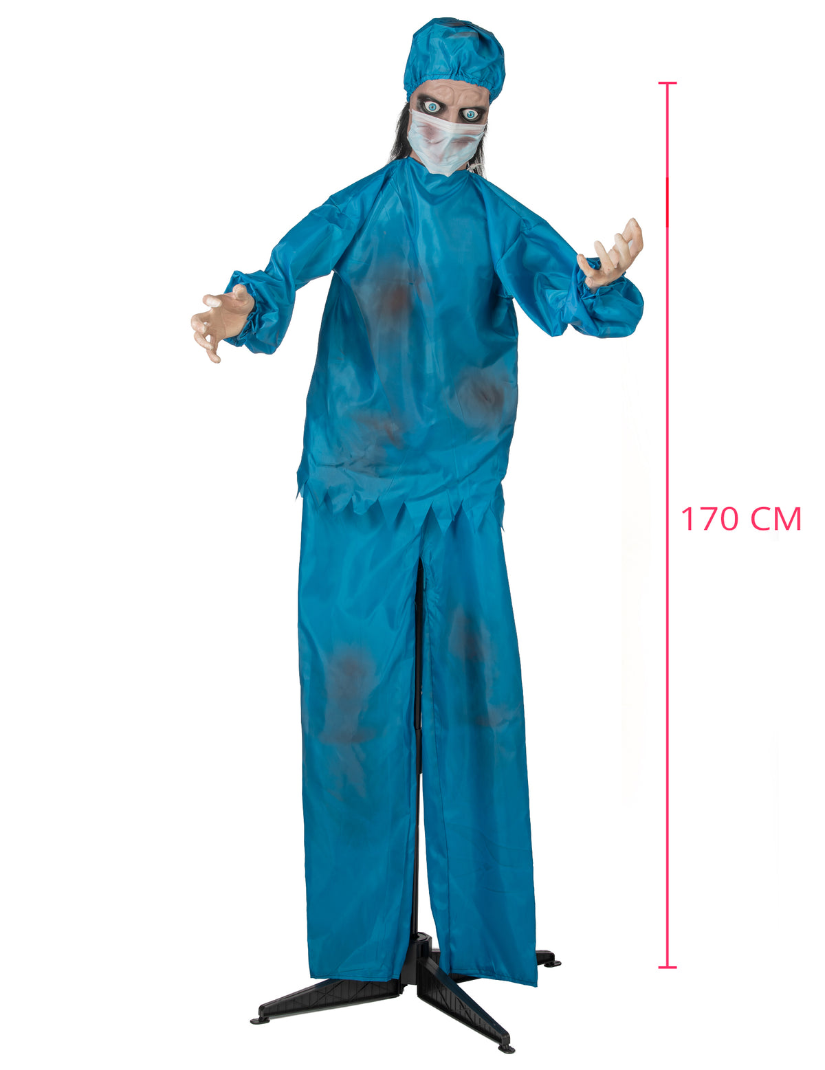 Animoitu pelottava hullu lääkäri -koriste liikkeellä 170 cm
