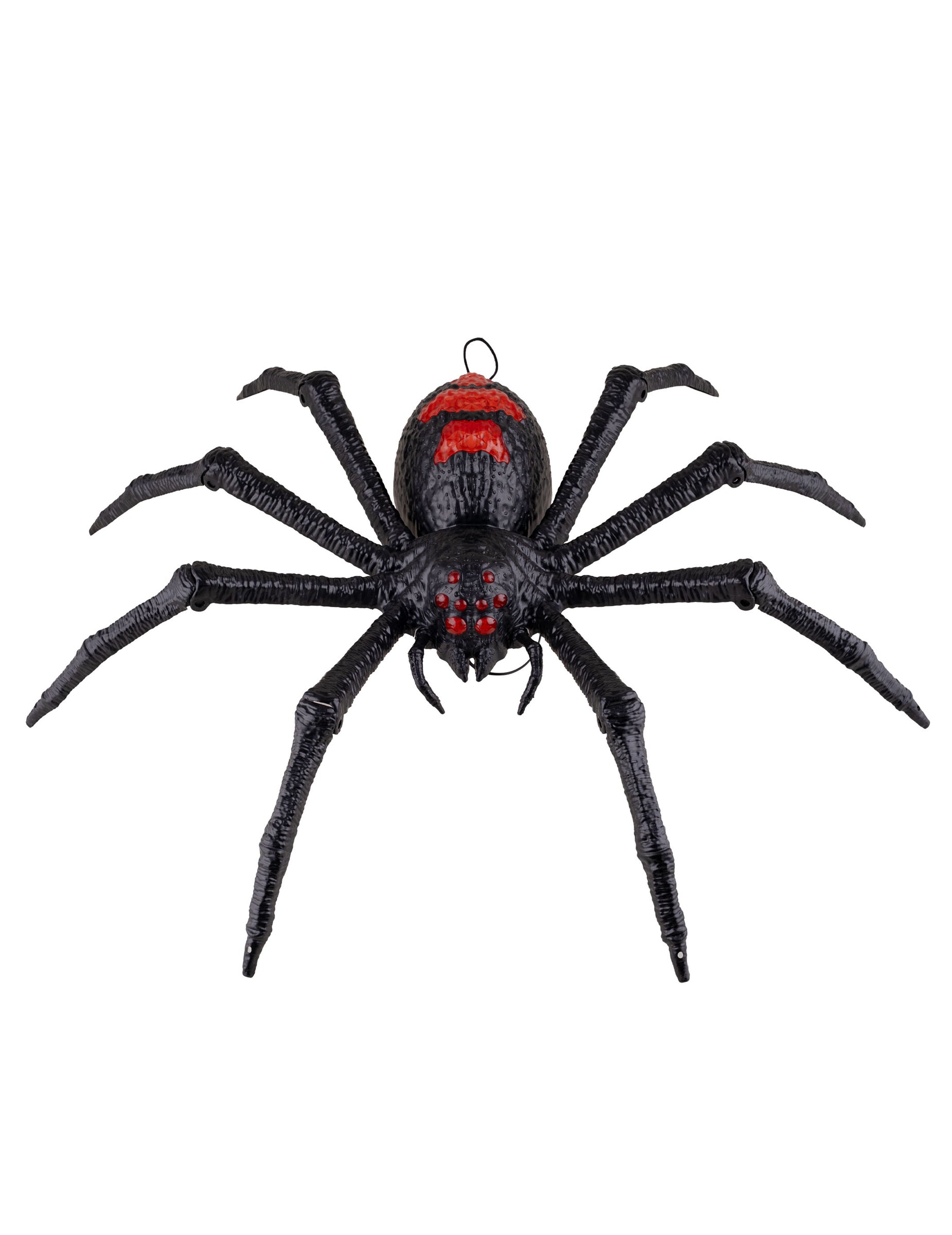 Décoration animée tarentule pour Halloween noire et rouge avec mouvements des pattes