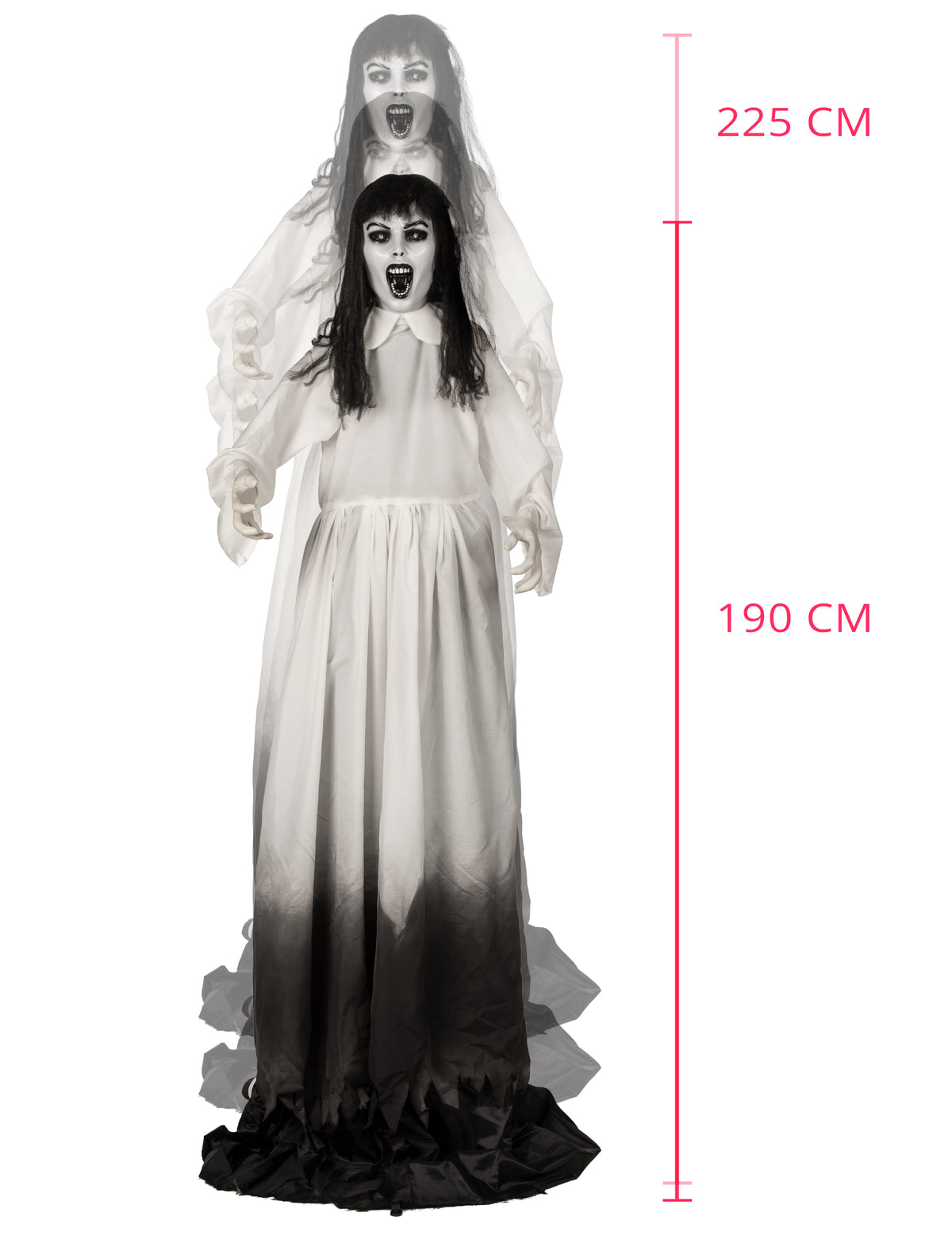 Animoitu venyvä kummitusleski-koriste liikkeellä 190 - 225 cm