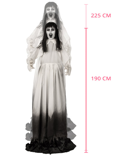 Animoitu venyvä kummitusleski-koriste liikkeellä 190 - 225 cm