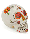 Décoration crâne coloré Dia de los muertos blanc avec motifs floraux et strass