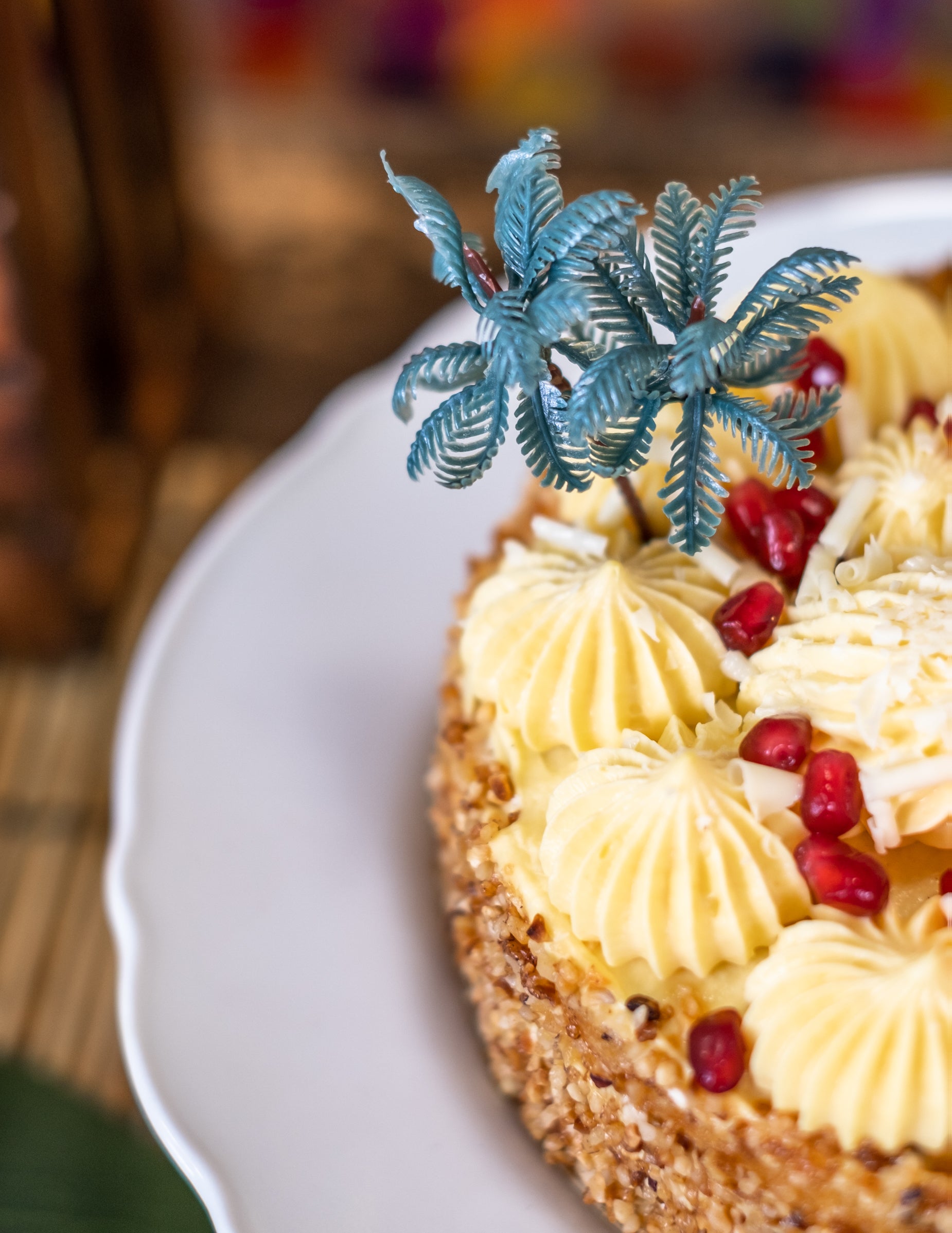 Mise en situation sur un gâteau de la décoration de gâteau palmier