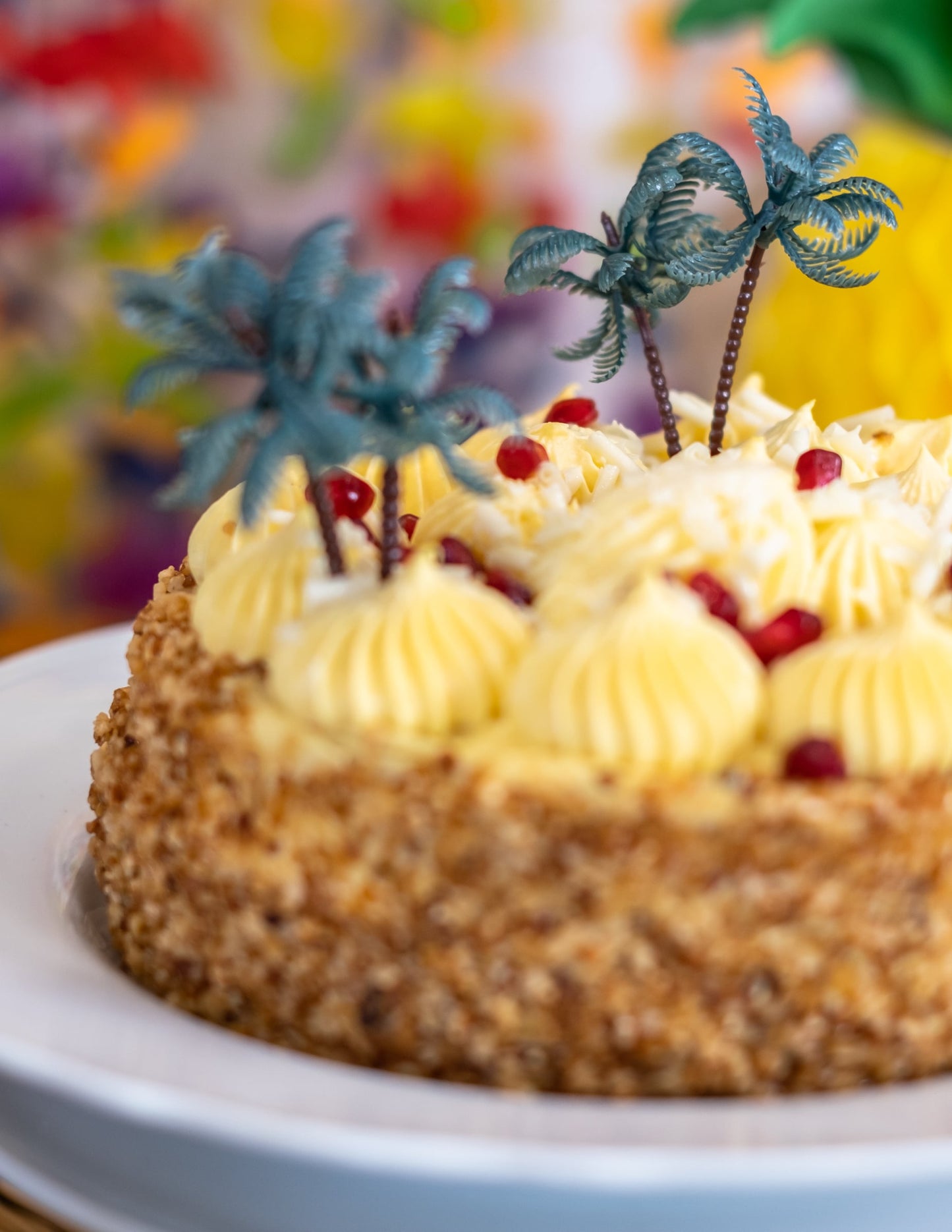 Vue rapprochée de la mise en situation sur un gâteau de la décoration de gâteau palmier
