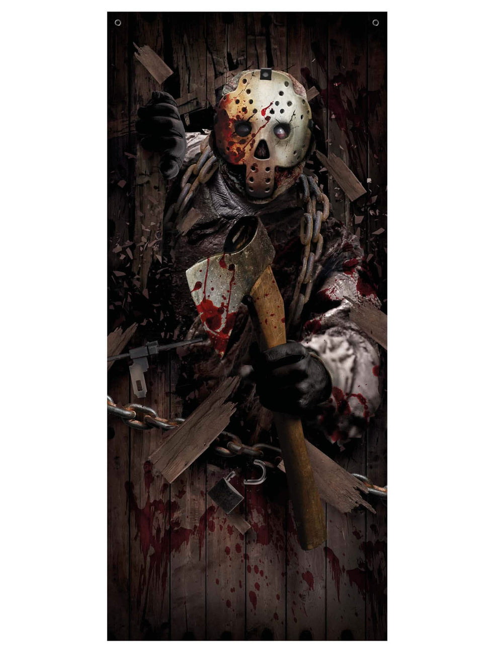Détail de l'assassin avec hâche ensanglantée de la décoration de porte assassin à la hâche