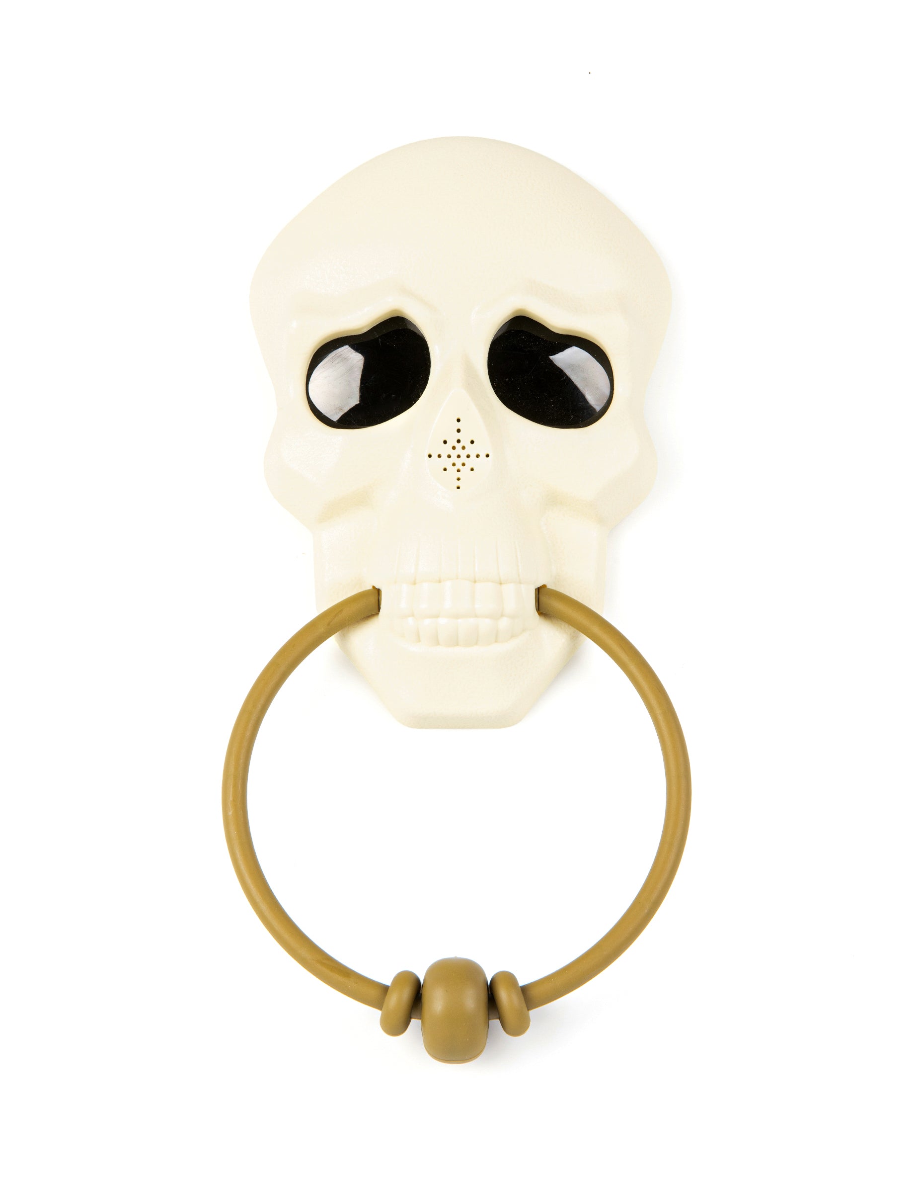 Décoration de porte sonore et animée squelette pour Halloween ivoire et dorée