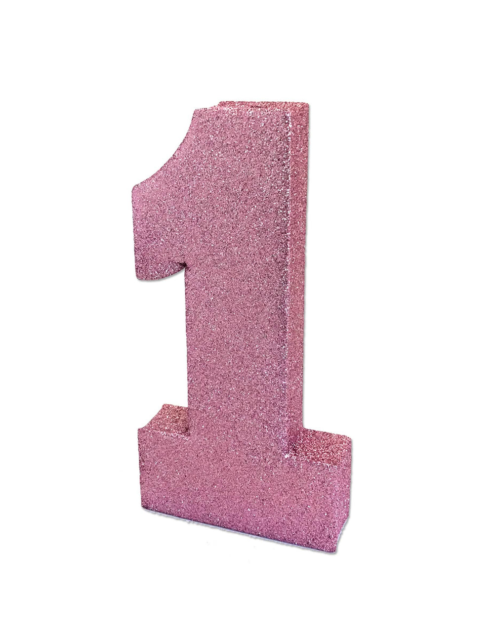 Décoration de table chiffre 1 pour 1 an rose pailleté