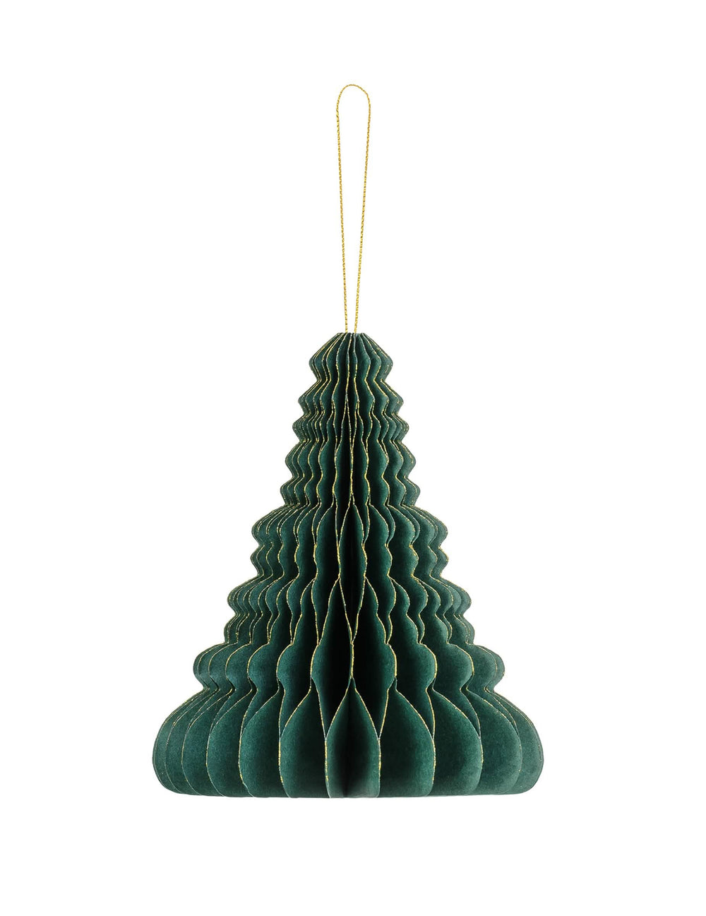 Décoration en papier alvéolé sapin de Noël vert et doré
