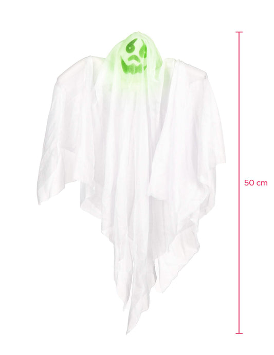 Hehkuvan haamukoristeen mitat halloweenia varten