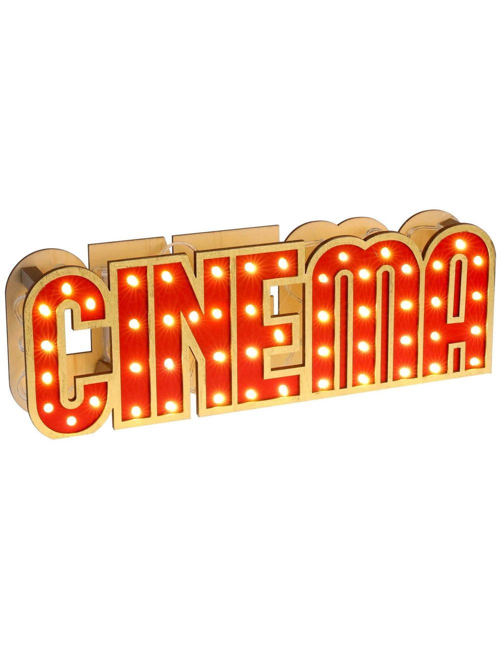 Décoration lumineuse en bois Cinéma pour fête rouge avec éclairage LED