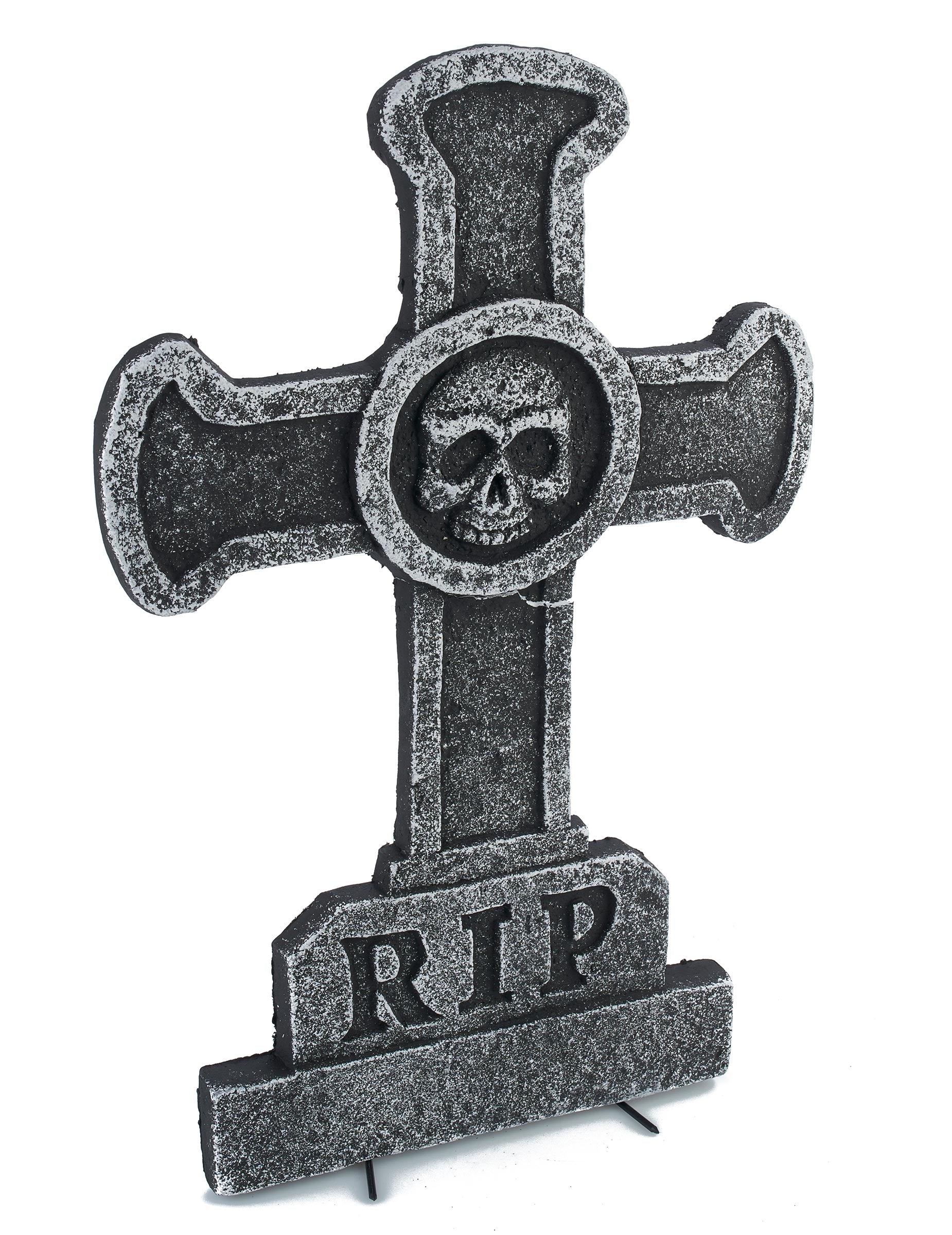 Dimensions de la décoration pierre tombale croix avec tête de mort pour Halloween