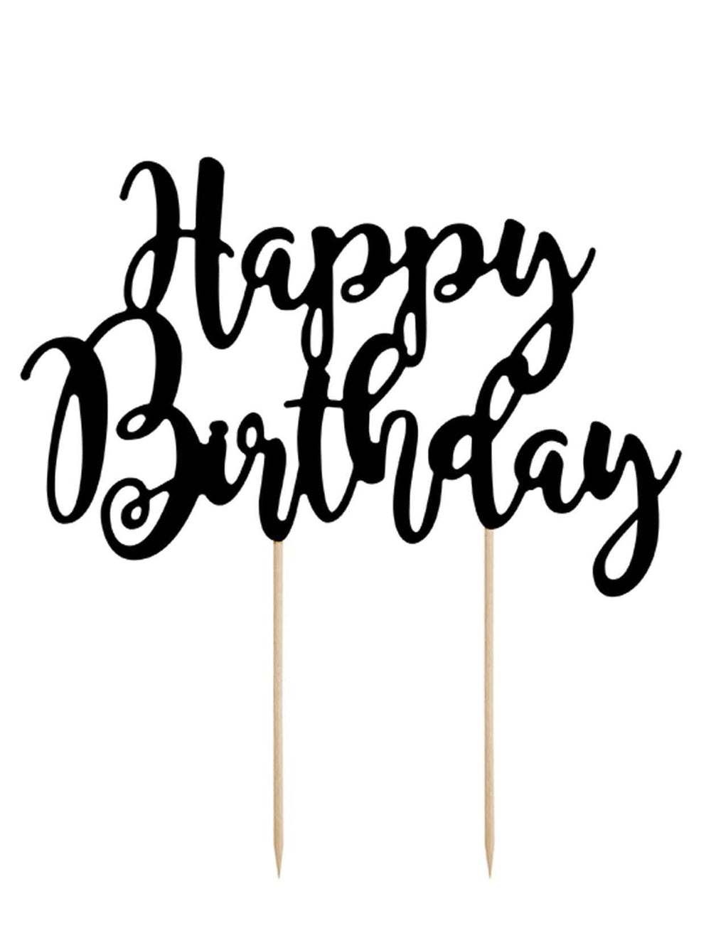 Décoration pour gâteau Happy Birthday pour anniversaire noir en carton