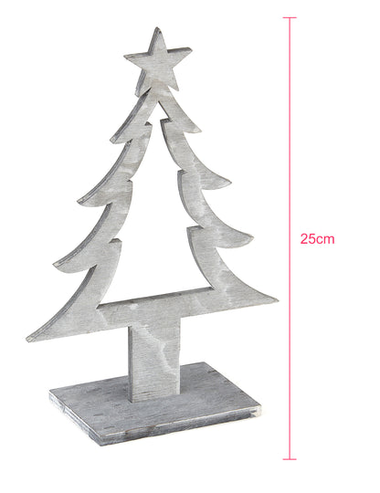 Dimensions de la décoration sapin de noël en bois gris