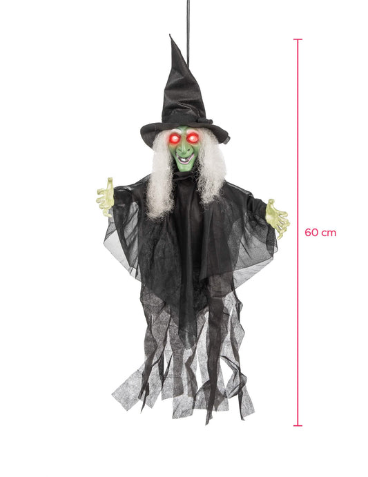 Koko halloweenin valo- ja puhuvan animoidun noitakoristeen mitat