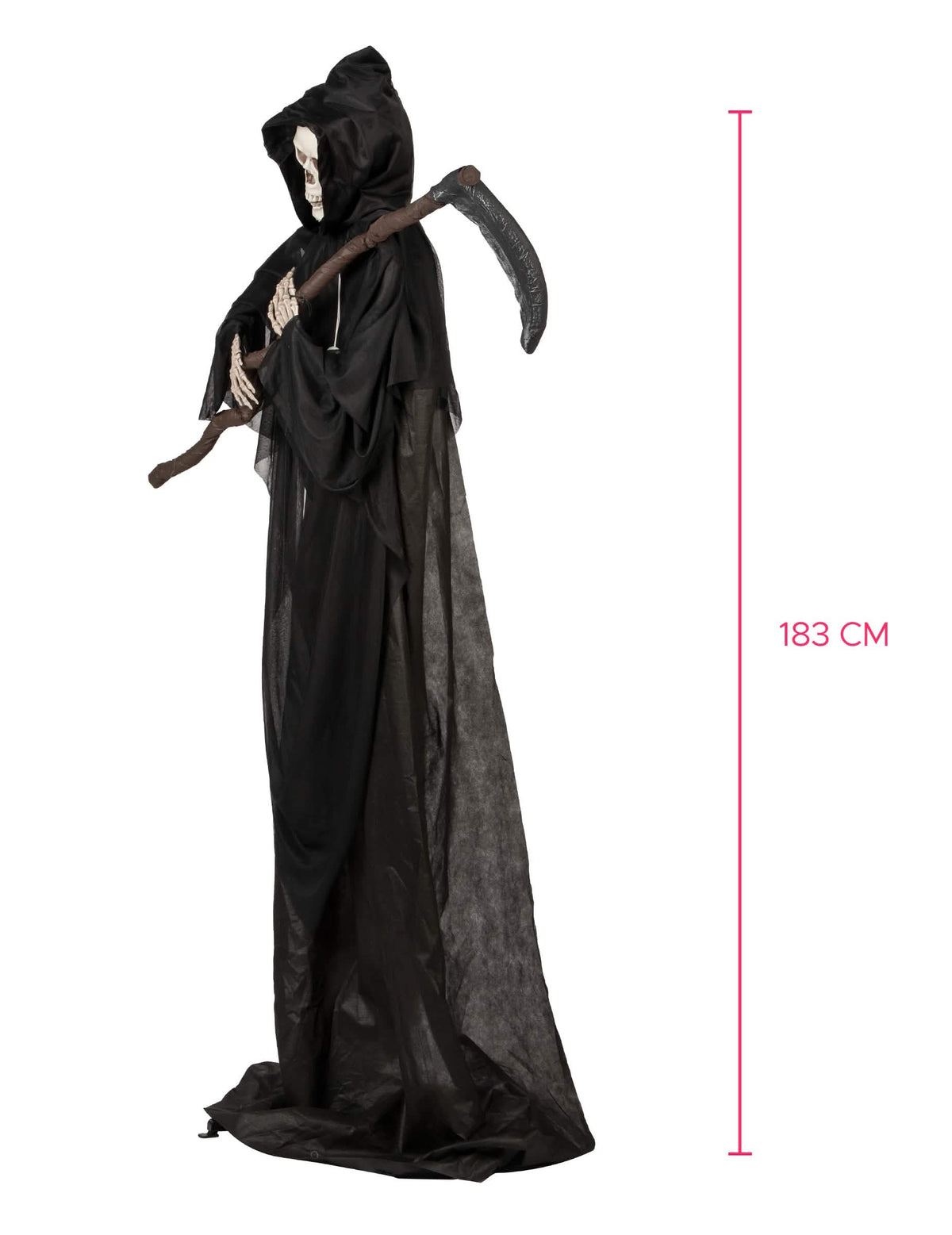 Vue de profil de la décoration sur pied Faucheuse pour Halloween