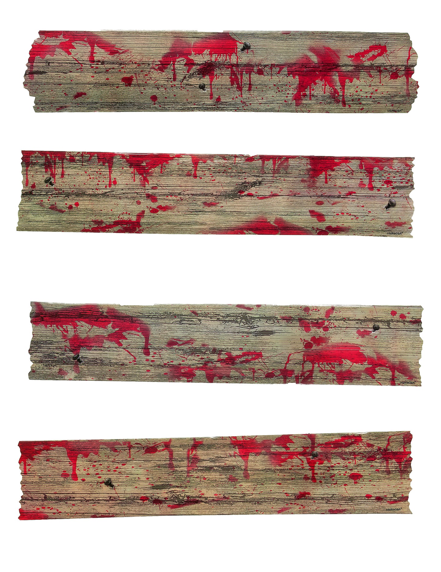 Décorations barricades de zombie pour Halloween effet bois avec taches de sang rouge