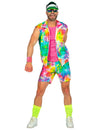 Déguisement aérobic tie and dye pour homme multicolore fluo