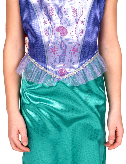 Détail de la basque en tulle et de la jupe du déguisement Ariel la Petite Sirène™ classique