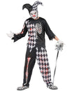 Déguisement arlequin ensanglanté pour homme noir et blanc avec motifs squelette