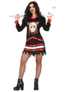 Déguisement assassin hockey pour femme noir et rouge avec imprimé masque