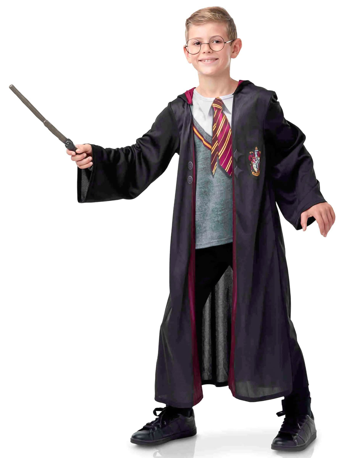 Harry Potter -asusteet lapsille musta ja viininpunainen, sauva ja silmälasit