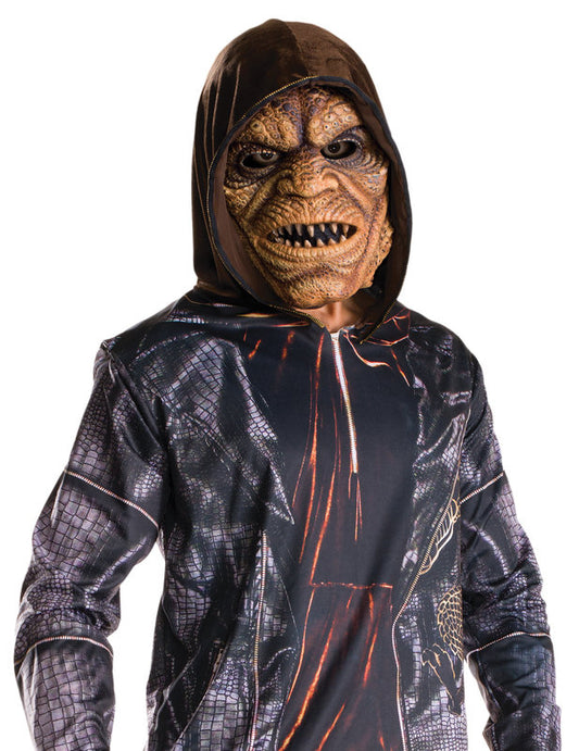 Gros plan sur le masque du déguisement avec demi-masque Killer Croc Suicide Squad