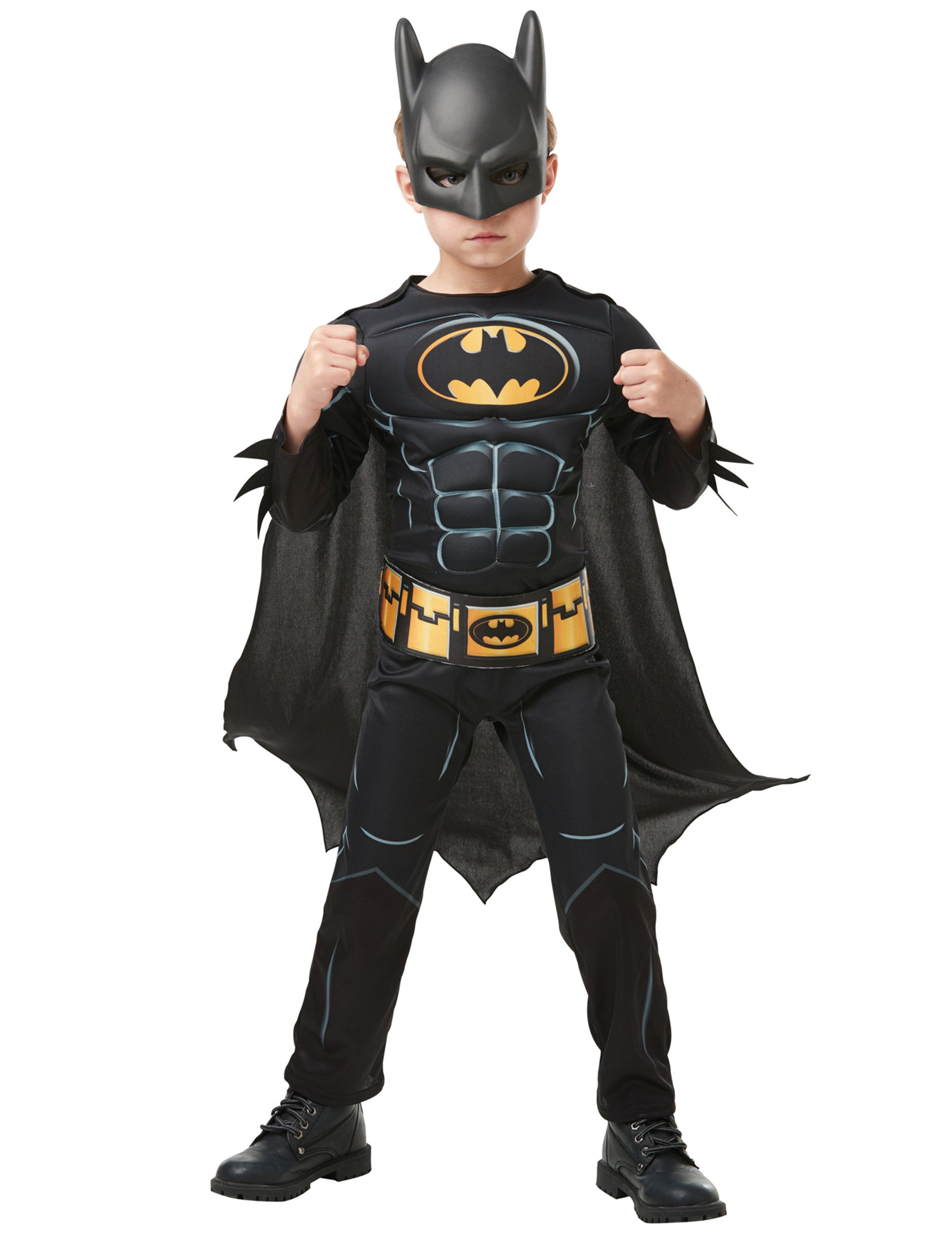 Vue de face du déguisement avec masque Batman luxe pour garçon