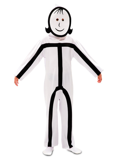 Détail du masque avec cheveux du déguisement Stickman pour enfant
