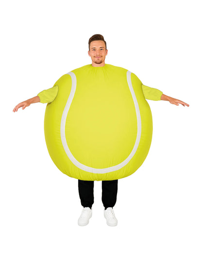 Vue de face du déguisement balle de tennis gonflable