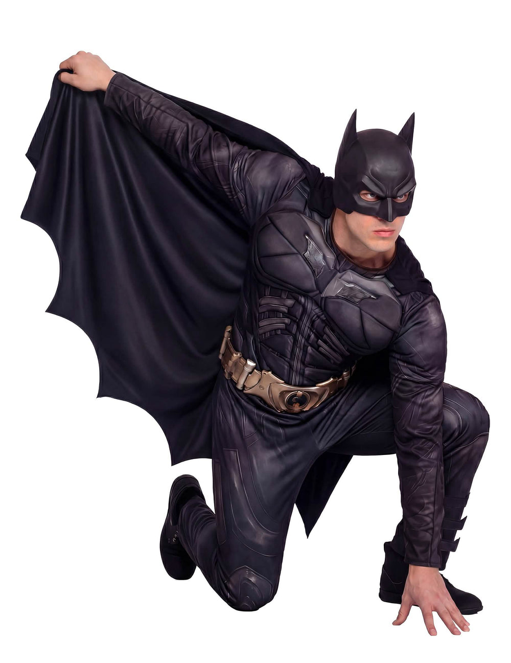 Etunäkymä levitettyine viittoineen luksus Batman™ Dark Knight Rises -asusta