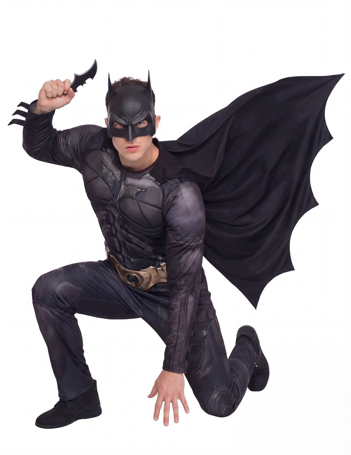 Taisteluasento batarangilla Batman™ Dark Knight Rises luksusnaamiaisasuun miehet