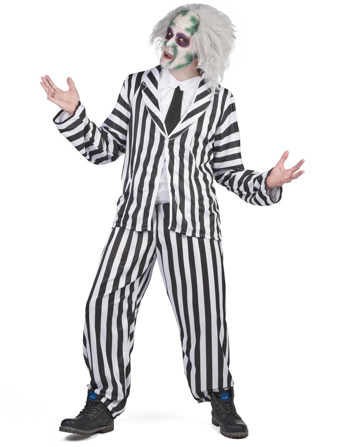 Beetlejuice-asu miehet mustavalkoinen raidallinen